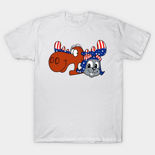 Rocky & Bullwinkle - American USA T-Shirt by LuisP96